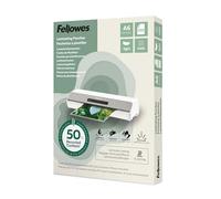 Fellowes Fundas plastificar A6, pack de 100, acabado mate, uso ocasional 75/80 micras, 50% contenido reciclado, fundas plastificar para profesores y oficinas