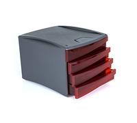 Fellowes Green2Desk - Módulo organizador de 4 cajones, color rojo transparente