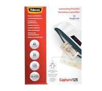 Fellowes Fundas de Plastificar A5, acabado brillo, 25 hojas, 250 micras (2 x 125 micras), acabado de calidad, con indicadores direccionales Image Last, adecuadas para fotos, avisos y uso diario