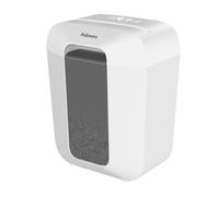 Fellowes LX50 - Trituradora de papel, corte en partículas, destruye hasta 9 hojas, destructora de papel uso personal, papelera 17L, nivel de seguridad DIN-P4, con bloqueo de seguridad, color blanco