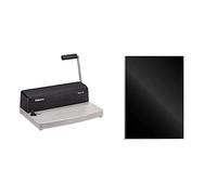 Fellowes Metal 25 Encuadernadora manual de espiral metálico, uso ocasional + Portadas para encuadernar de cartón alto brillo Chromolux, extra rígido, 250 micras