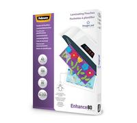 Fellowes pack de 100 fundas para plastificar A3, brillo, formato A3, 80 micras, acabado con flechas direccionales ImageLast, fundas para plastificadora ideales para fotos y avisos.