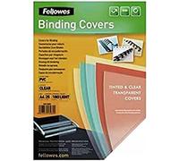 Fellowes Portadas para encuadernar de PVC transparente, formato A4, 180 micras, pack de 25
