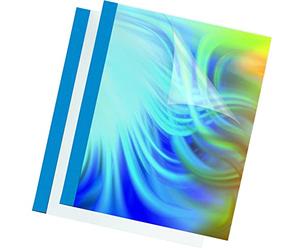 Fellowes Prestige - 100 cubiertas para encuadernación térmica, 3 mm, transparente y azul