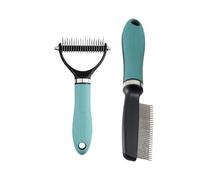 Fellpflege-Set Für Hunde & Katzen - Selbstreinigende Bürste & Edelstahl-Nadelkamm Zum Entwirren Von Unterwolle | Effektiver Tierhaarentferner Für Langes & Kurzes Haar | Ergonomisch & Sanft