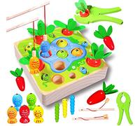 Felly Juguetes Montessori 1 Año, Juguetes de Madera Rompecabezas Zanahorias Clasificación Juego de Pesca Juguetes Educativos Niños, Temprano Regalo de Cumpleaños Navidad para Bebés de 1-3 años