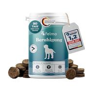 felmo Bocadillos calmantes para perros, 180 g, con valeriana, hierba de San Juan y L-triptófano, golosinas prensadas en frío para perros para situaciones estresantes, sin azúcar