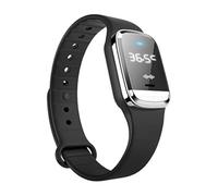 Feloyal - Pulseras antimosquitos, pantalla de temperatura corporal y reloj, recargables por USB, impermeables ultrasónicas, para adultos y niños, interior y exterior, color negro
