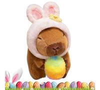 Felpa De Carpincho De Pascua Con Gorro De Oreja De Conejo - Juguete De Peluche Suave De 7,8 Pulgadas Que Sostiene Un Huevo | Muñeco De Carpincho Bonito De Terciopelo, Decoración Para El Hogar, Sala De
