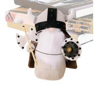 Felpa De Guerrero - Muñeca De Peluche De Guerrero Enano, Decoración De Soldado Sueco En Miniatura | Sosteniendo Un Escudo De Hacha con Capa, Suntuoso, Acento De Estante De Mesa con Bande