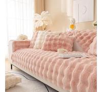 Felpa Suave - Nuevas Fundas De Sofá Antideslizantes 1 2 3 Plazas, Piel Sintética Conejo, Funda Mullida, Protector Muebles En Forma L(Pink,70x70cm)