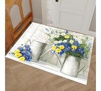 Felpudo 50x80cm Interior y Exterior - Alfombra Atrapa-Suciedad Antideslizante - Felpudo Lavable, casa Rural Botella rociadora de Margaritas - Tapete para Entrada, Puerta Principal (Blanco grisáceo)