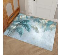 Felpudo Agujas De Palma Motivos Florales, Fino Antideslizante Felpudo Plantas Tropicales Antiguas De Perfil Bajo, Atrapa La Suciedad, Absorbente Y Lavable, Para Puertas Delanteras, 45 x 75 cm