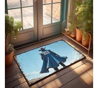 Felpudo al aire libre Jinete de la capa azul: una aventura occidental, felpudo para decoración de cámper para interiores divertidos zapatos (65 x 90 cm)