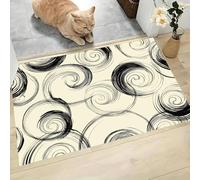 Felpudo Antideslizante 40x60cm - Trampa de Tierra - Felpudo Exterior e Interior Líneas Espirales Alfombrilla Pintura Tradicional Japonesa Con Tinta para una Entrada Limpia - Fácil de Cuidar, Crema