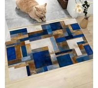 Felpudo Antideslizante 40x60cm - Trampa de Tierra - Felpudo Exterior e Interior Superposición De Bloques De Color Alfombrilla Geometría Abstracta para una Entrada Limpia - Fácil de Cuidar, Azul