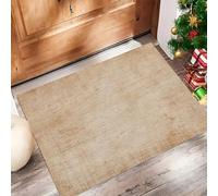 Felpudo Antideslizante 50x80cm, Panel De Madera con Arañazos Trampa de Tierra Felpudo Interior para una Entrada Limpia, Vintage Alfombra Absorbentes, Fácil de Cuidar, Marrón Beige