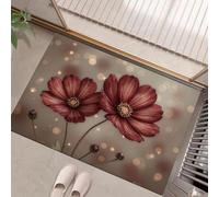 Felpudo Antideslizante 60x120cm - Trampa de Tierra - Felpudo Exterior e Interior Flores Borrosas Y Brillantes Alfombrilla Romántico Y Nostálgico para una Entrada Limpia - Fácil de Cuidar, Granate