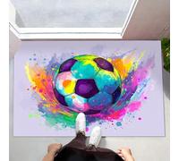 Felpudo Antideslizante 60x90cm - Trampa de Tierra - Felpudo Exterior e Interior Balón De Fútbol Colorido Alfombrilla Salpicadura De Tinta Abstracta para una Entrada Limpia - Fácil de Cuidar, Púrpura