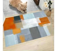 Felpudo Antideslizante 60x90cm - Trampa de Tierra - Felpudo Exterior e Interior Bloques Colores Abstractos Alfombrilla Estilo Arte Moderno para una Entrada Limpia - Fácil de Cuidar, Azul Grisáceo