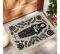 Felpudo Antideslizante 80x120cm, Mujer En Posición Supina Trampa de Tierra Felpudo Interior para una Entrada Limpia, Arte Popular Alfombra Absorbentes, Fácil de Cuidar, Crema
