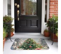 Felpudo antideslizante de bienvenida, lavable, bola redonda, árbol de Navidad, tapete de cocina para entrada, tapete absorbente para interiores y exteriores, para dormitorio, cocina, porche, 60 x 40