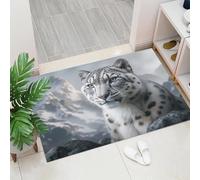 Felpudo Antideslizante De Montañas Nevadas Leopardo De Las Nieves, Lavable, Representación Realista De Animales, Tapete De Cocina Para Entrada, Tapete Absorbente Para Interiores Dormitorio, 50 x 80 cm