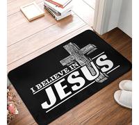 Felpudo Antideslizante para Puerta de baño con Texto Creo en Jesús para Exteriores con Texto en inglés Cristianismo para Entrada de garaje-24x36 Inch