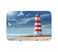 Felpudo antideslizante y absorbente con diseño de faro de gaviota de 23.6 x 15.7 pulgadas, tapete de bienvenida para interiores y exteriores