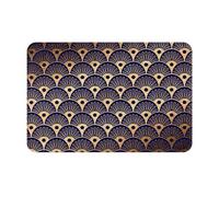 Felpudo Art Déco con Conchas Marinas Doradas y Azules, Antideslizante, Lavable, para Interior y Puerta Delantera, alfombras de baño.
