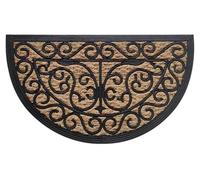 Felpudo Art Spider de 100% fibra de coco natural alfombra de entrada de casa seca paso con parte trasera de PVC para exterior e interior (40 x 70 cm, media luna puerta)