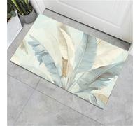 Felpudo Atrapa-Suciedad 45 x 75 cm, Plantas Simples - Felpudo Antideslizante para Interior, Hojas de plátano y Hojas de Palma - Alfombra Lavable para Entrada, Cocina- Beige