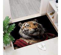 Felpudo Atrapa-Suciedad 45 x 75 cm, Retratos de Animales - Felpudo Antideslizante para Interior, Tigre Divertido - Alfombra Lavable para Entrada, Cocina, Mascotas y Puerta Principal - Amarillo