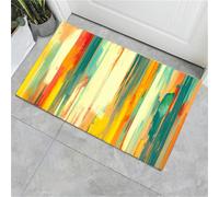 Felpudo Atrapa-Suciedad 60 x 90 cm, Fondo Abstracto - Felpudo Antideslizante para Interior, Rayas Verticales - Alfombra Lavable para Entrada, Cocina, Mascotas y Puerta Principal - Amarillo Azul