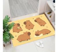Felpudo Atrapa-Suciedad 80 x 120 cm, Animales de Dibujos Animados - Felpudo Antideslizante para Interior, Carpincho Divertido - Alfombra Lavable para Entrada, Cocina- marrón Amarillento