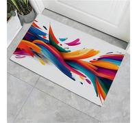 Felpudo Atrapa-Suciedad 90 x 150 cm, Arte Moderno - Felpudo Antideslizante para Interior, Pinceladas abstractas - Alfombra Lavable para Entrada, Cocina, Mascotas y Puerta Principal - Amarillo Azul