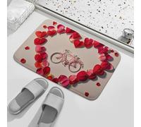 Felpudo Blooming Hearts, Bicycles and Petals Felpudos Entrada Impermeable Alfombrilla Antideslizante Lavable Alfombra Exterior para Entrada Casa Cocina Dormitorio 40X60Cm