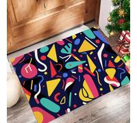 Felpudo Bloques De Color Geométricos Irregulares, Ultra Fino Antideslizante Felpudo Abstracto De Perfil Bajo, Atrapa La Suciedad, Absorbente Y Lavable, Para Puertas Delanteras Y Traseras, 90 x 150 cm