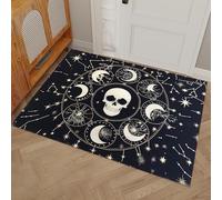 Felpudo Calavera Fase Lunar Estrellas 90 x 150 cm, Antideslizante, Para Interior, Alfombra De Pasillo Astrología Misteriosa Retro Resistente, Decoración Del Hogar Para Entrada, Porche, Balcón