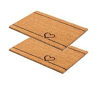 Felpudo Coco Diseño Línea Corazón - Set de 2 Recorrido Limpio 40x60 cm - Puerta Interior Antibacterias - Material Natural