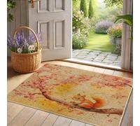 Felpudo con diseño de ardilla de primavera, color naranja, para entrada interior y exterior, decoración de la naturaleza, antideslizante, impermeable, absorbe el polvo, fácil cuidado, 29 x 17 pulgadas