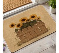 Felpudo con diseño de girasoles, flores amarillas para entrada al aire libre e interior, decoración rústica, goma impermeable, antideslizante, absorbe el polvo, fácil de limpiar, 73 x 43 cm