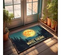 Felpudo con diseño de otoño y luna llena que se levanta una noche de aventura en el bosque salvaje, felpudo para puerta delantera, entrada al aire libre, puerta interior, M (40 x 60 cm)