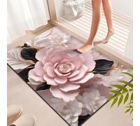 Felpudo con diseño floral para entrada con textura de terciopelo y construcción de fibra resistente al desgaste (60 x 90 cm, floral-20)