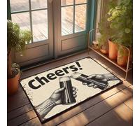 Felpudo con texto en inglés "Fall Cheers! Celebration with Two Glasses Of Dark Liquid Doormat Winter Door Felpudo al aire libre Fall Welcome Mats For Frontera (50 x 80 cm)