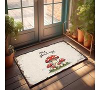 Felpudo con texto en inglés «Friends Mycological Friends: A Cute Mushroom Cartoon Collection» para entrada exterior (40 x 60 cm)