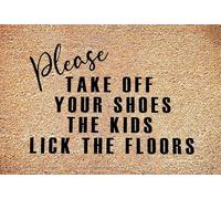 Felpudo con texto en inglés "Welcome Please Take Off Your Shoes", divertido tapete de entrada para interiores, antideslizante, lavable, tapete de entrada al aire libre para cocina, baño, decoración