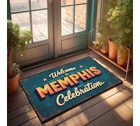 Felpudo con texto en inglés "Welcome To Memphis: una vibrante celebración de cultura y música, felpudo para puerta delantera, entrada al aire libre, puerta interior, M (50 x 80 cm)