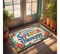 Felpudo con texto en inglés "Welcome To Speech Therapy: A Colorful Floral Welcome To Speech Therapy", felpudo para puerta de entrada exterior (50 x 80 cm)