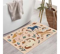 Felpudo Con Unicornio Dibujos Animados Joya, Alfombra Para Entrada Delantera Y Trasera, Con Base Antideslizante De Tpr, Carteles Cuentos Hadas, Apta Para Interior Pasillo Jardín, Marrón 80X120Cm